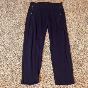 Eileen Fisher Women's XS Navy Blue Knit Pants Side Zip Pockets‎ Stretch